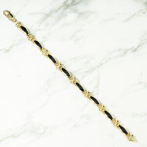 14k Yellow Gold Onyx Bracelet